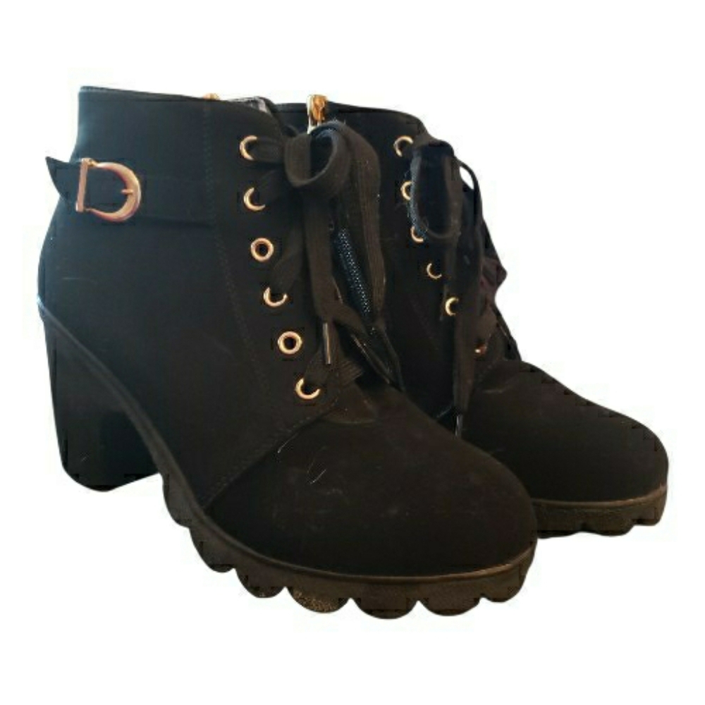 Autumn/Winter black/gold 2025 new style high-heeled women's boots.